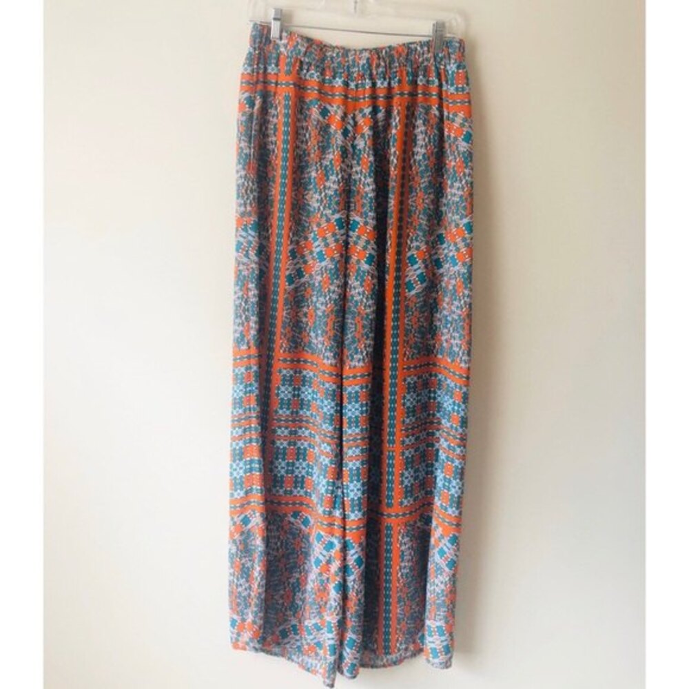 Halo women’s multi color‎ elastic waist wide leg pants size S